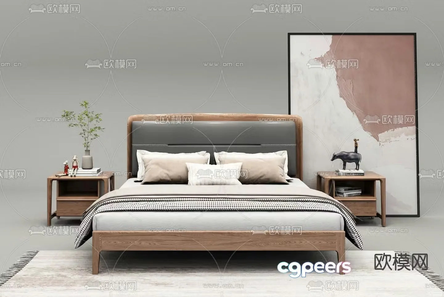 Modern double bed 3d model