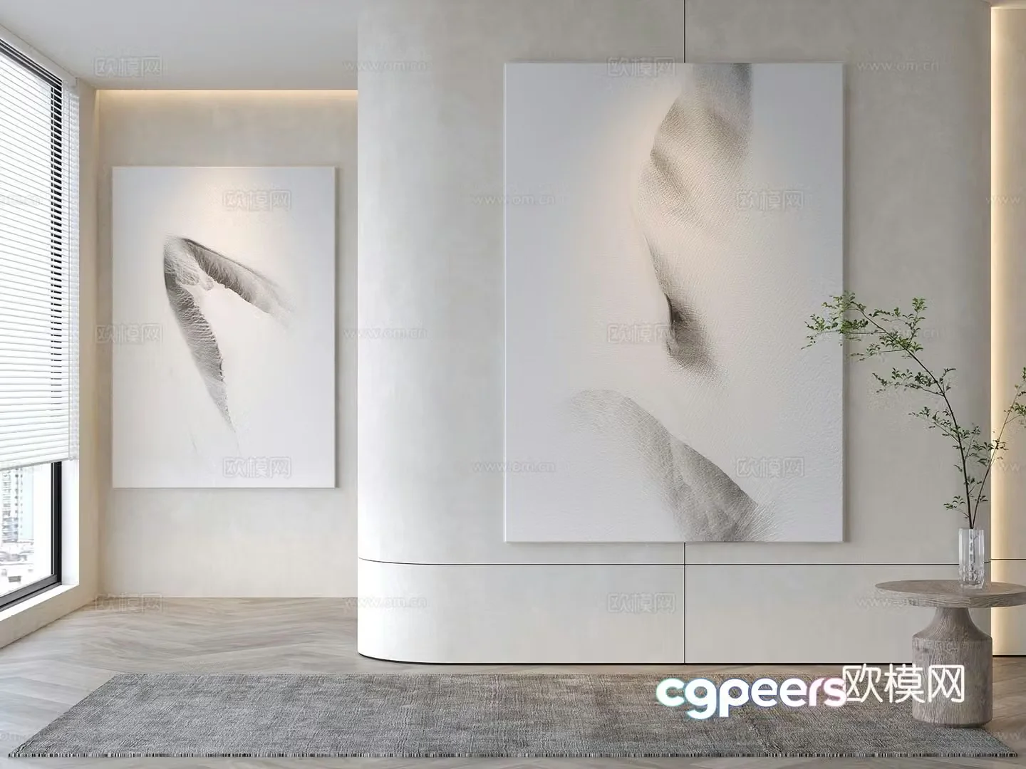 Modern decorative painting Texture painting Abstract painting 3d model