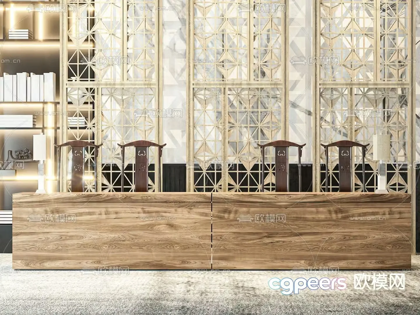 New Chinese style front desk reception desk service desk 3d model