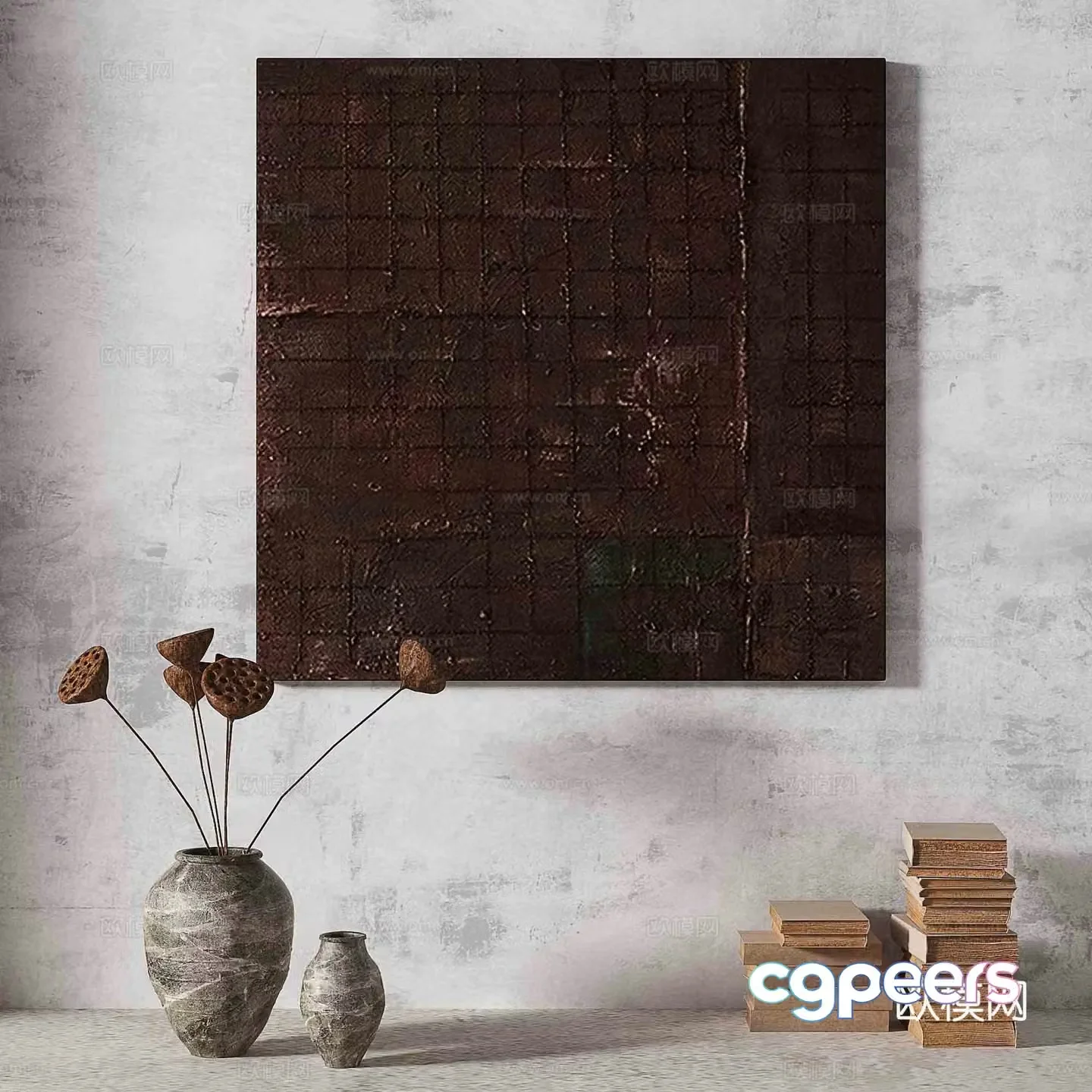 Wabisa retro texture abstract decorative painting 3d model