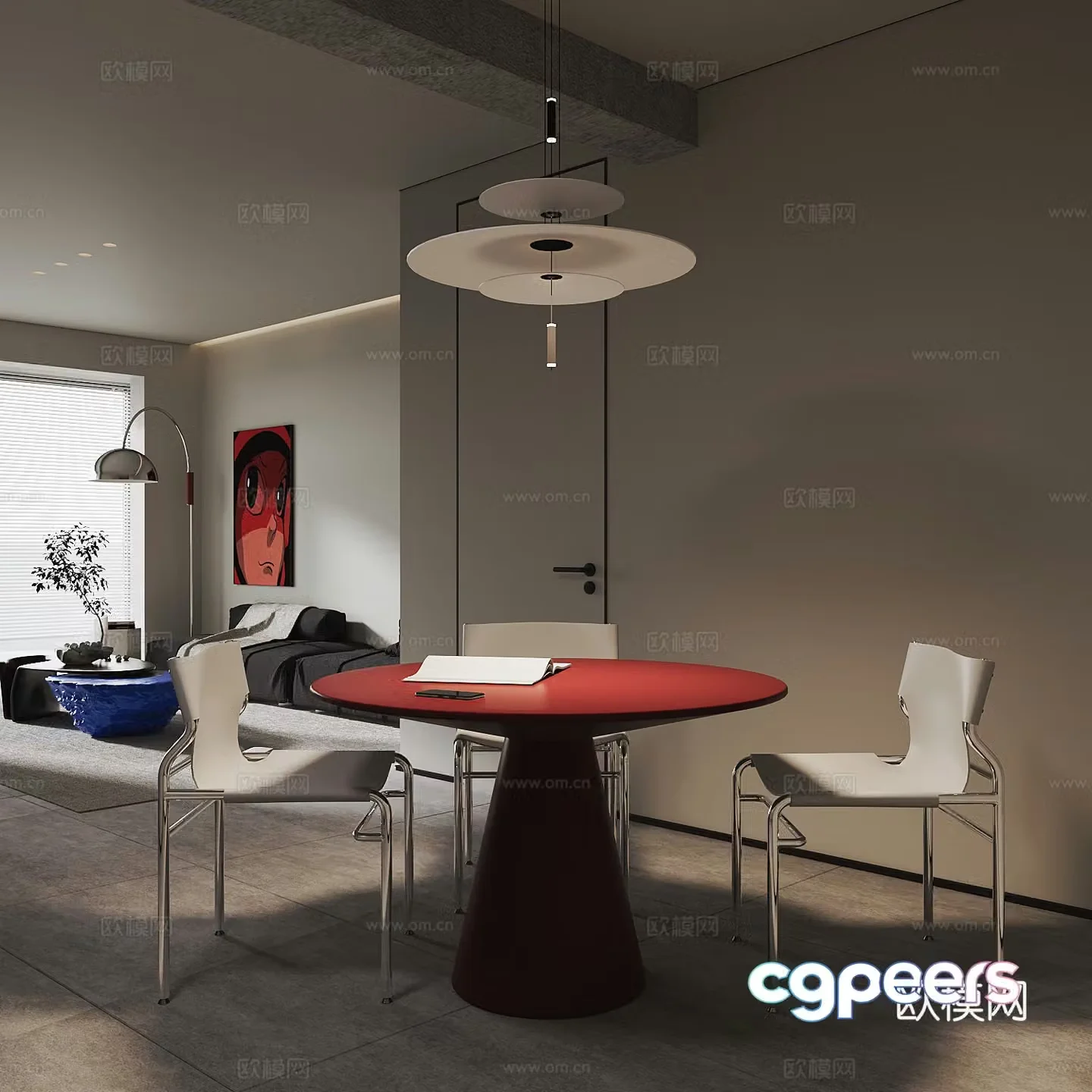 Modern guest restaurant 3d model