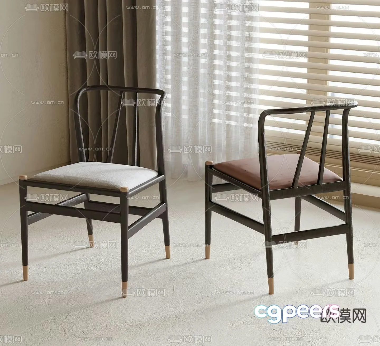New Chinese style dining chair single chair sofa chair 3d model