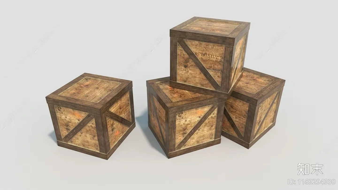 Three Wooden Crates 3D Model – 5472 – VRAY Render