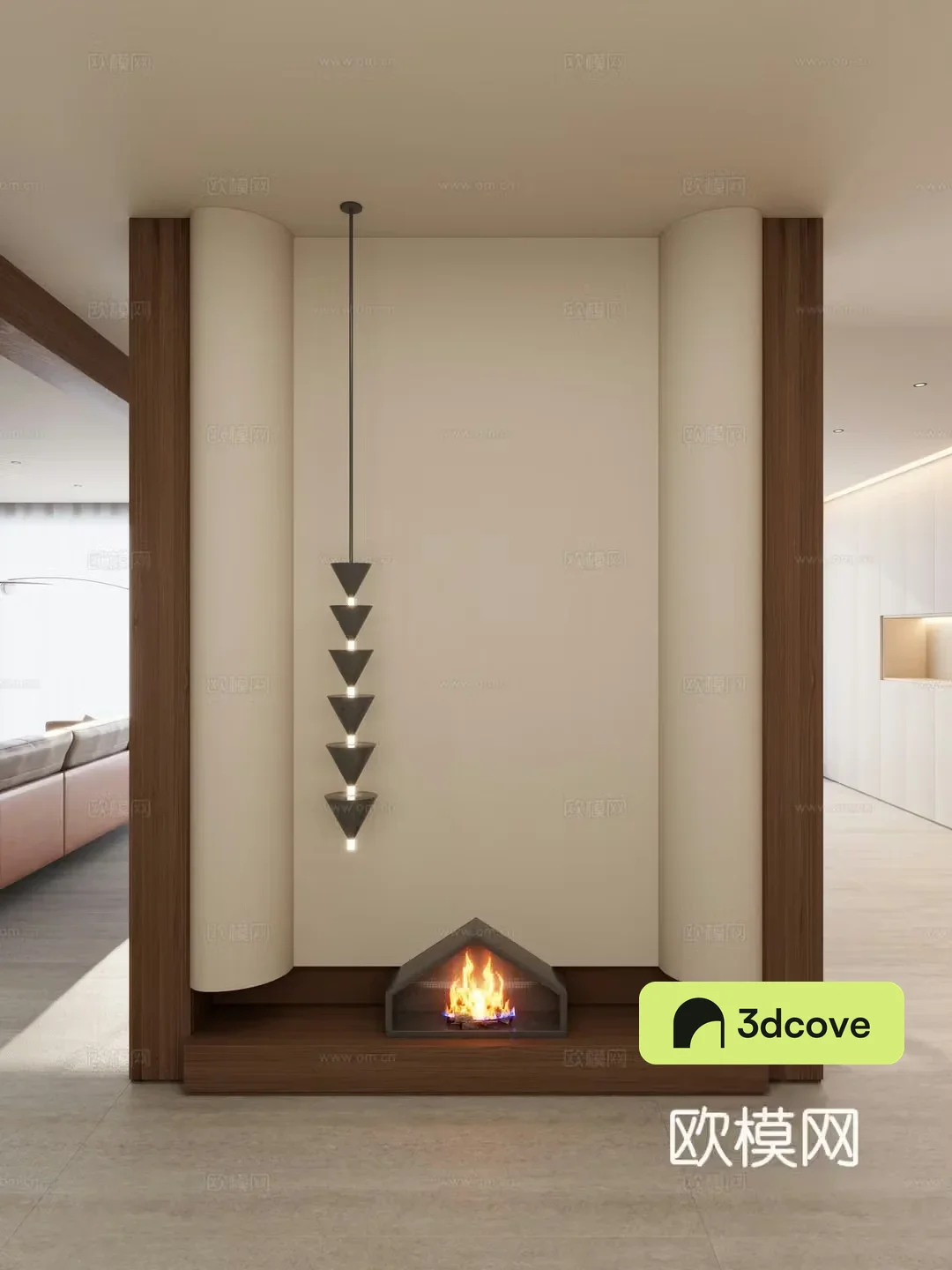 Italian style medieval style geometric stacking apartment shape fireplace chandeliers partitions