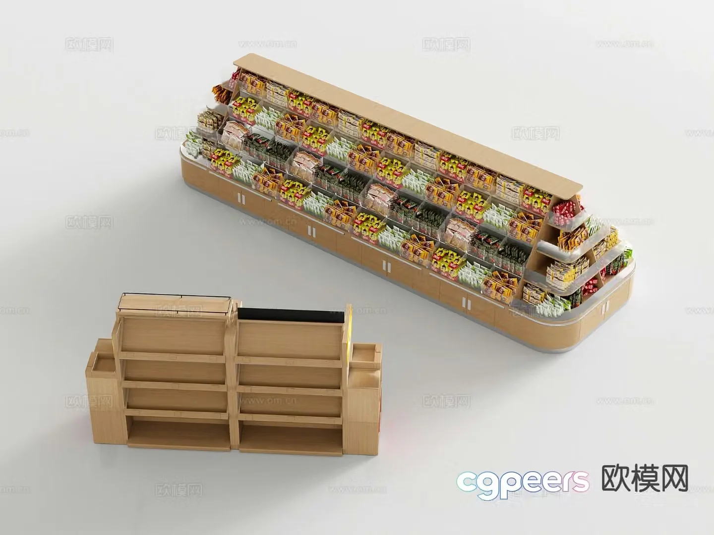 Shopping mall supermarket container shelf shelf snack rack 3d model