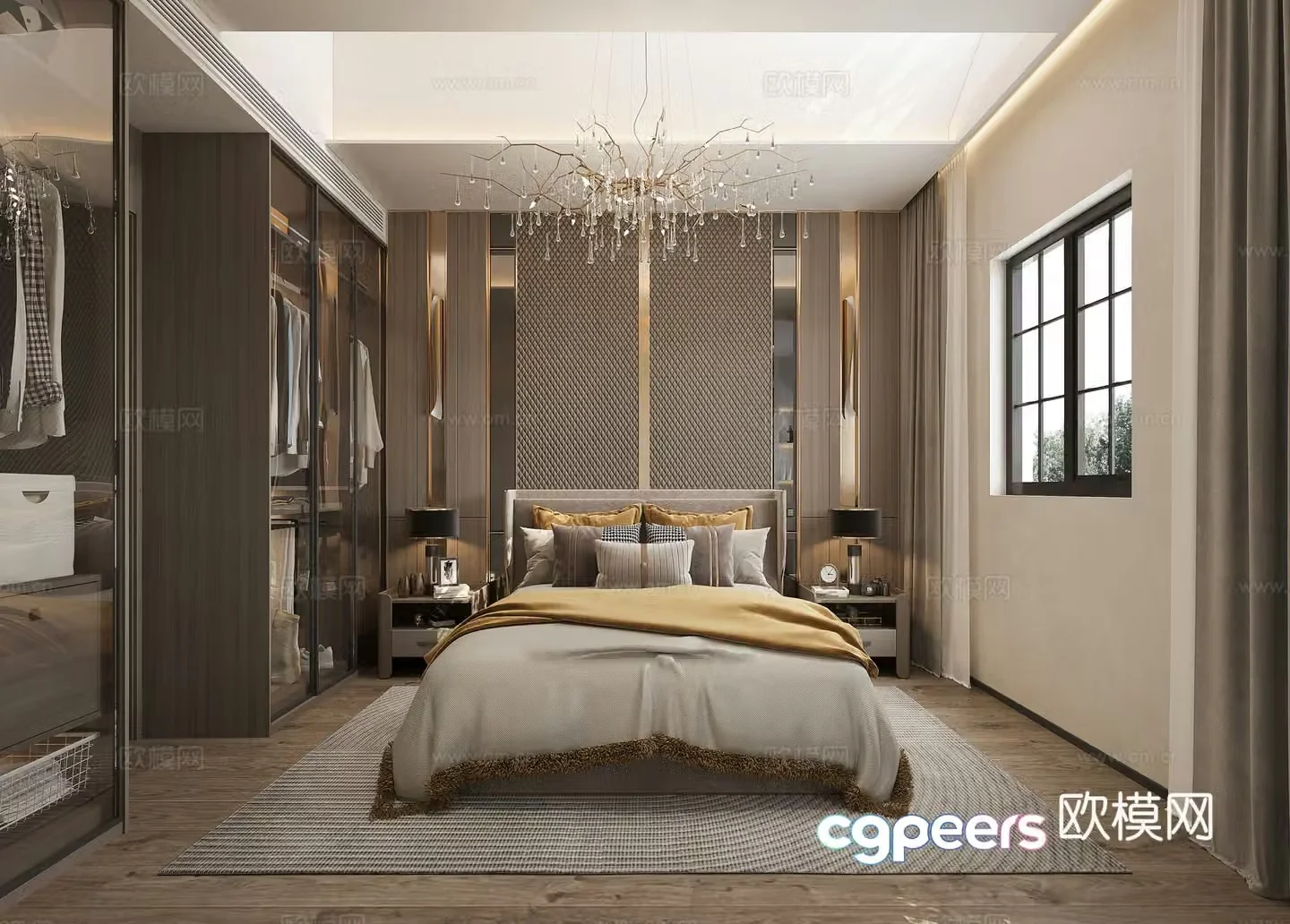 Modern light luxury bedroom 3d model