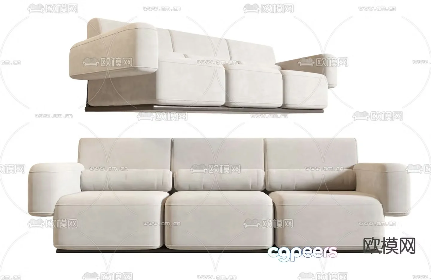 Poliform modern cream white fabric multi-seater sofa 3d model