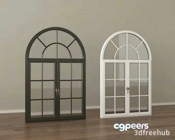 A Pair Of Arched Windows 3D Model – 6211 – VRAY Render