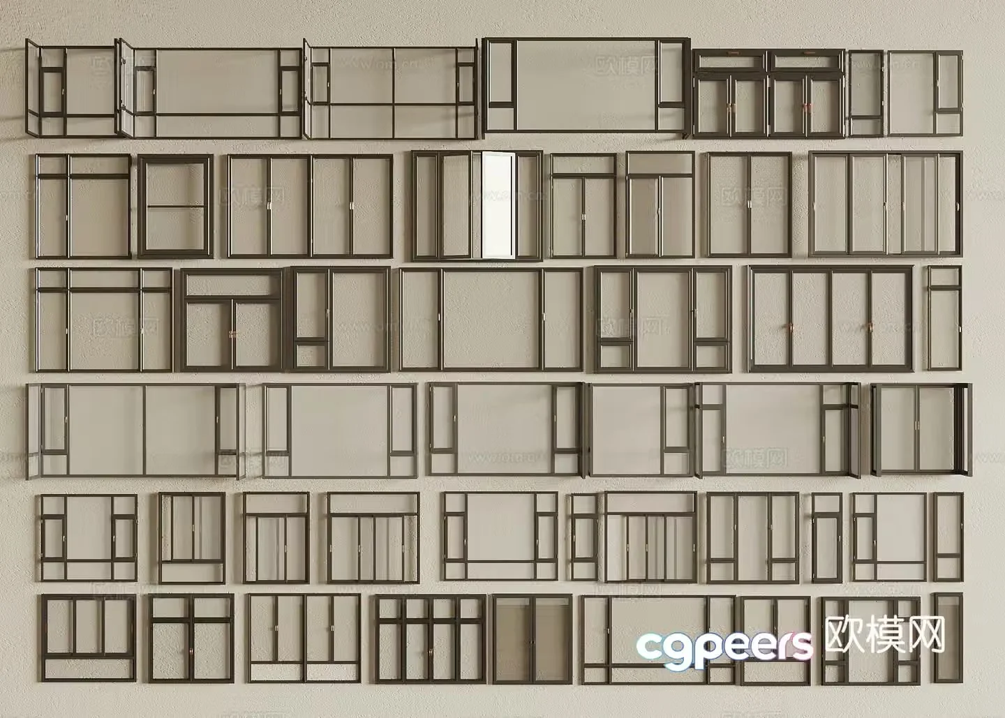 Modern windows casement windows floor-to-ceiling windows sliding windows blinds bay windows 3d model