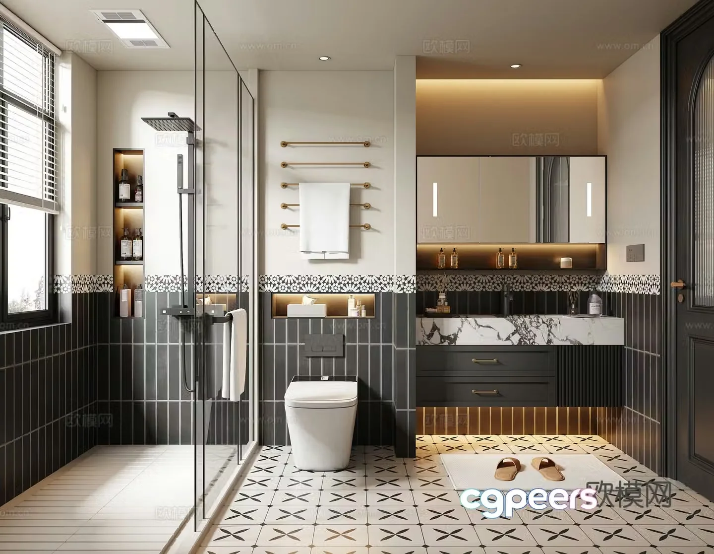 French retro bathroom bathroom 3d model