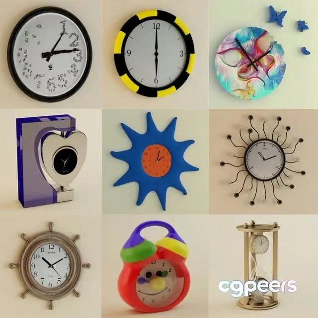 3ds Max Free – Set of clocks