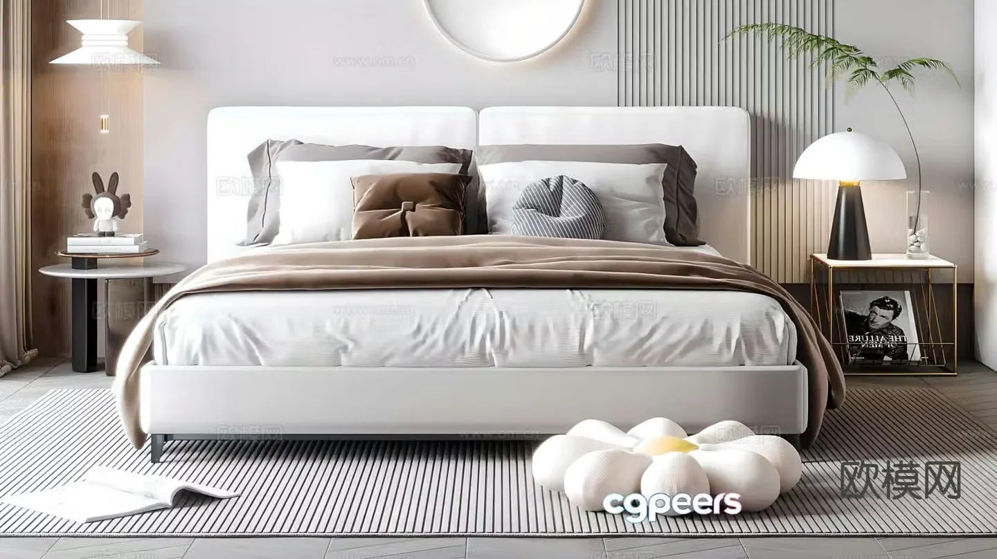 Modern double bed 3d model
