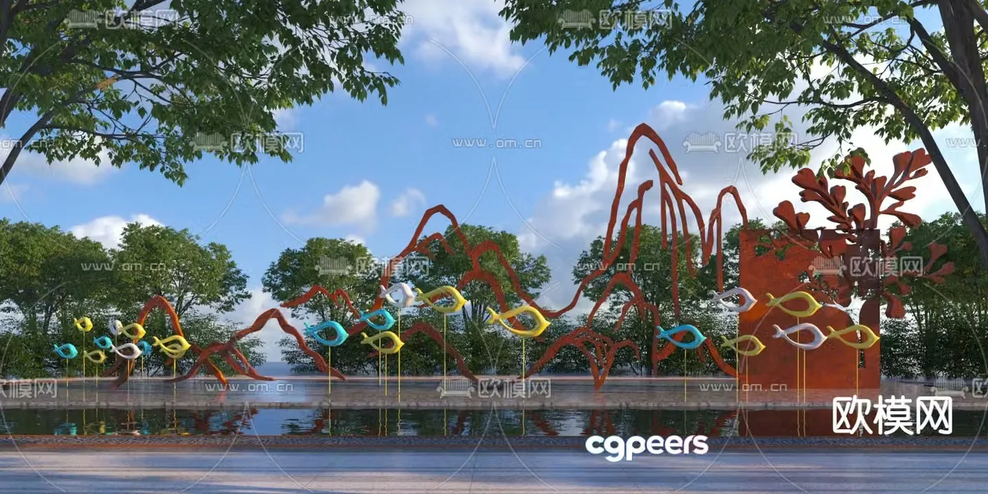 Water pattern sculpture Landscape sketch 3d model