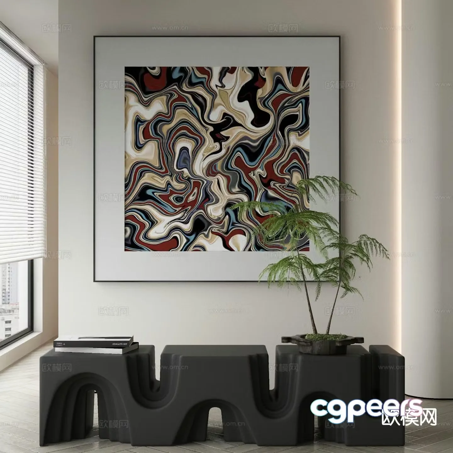 Modern decorative painting abstract painting 3d model