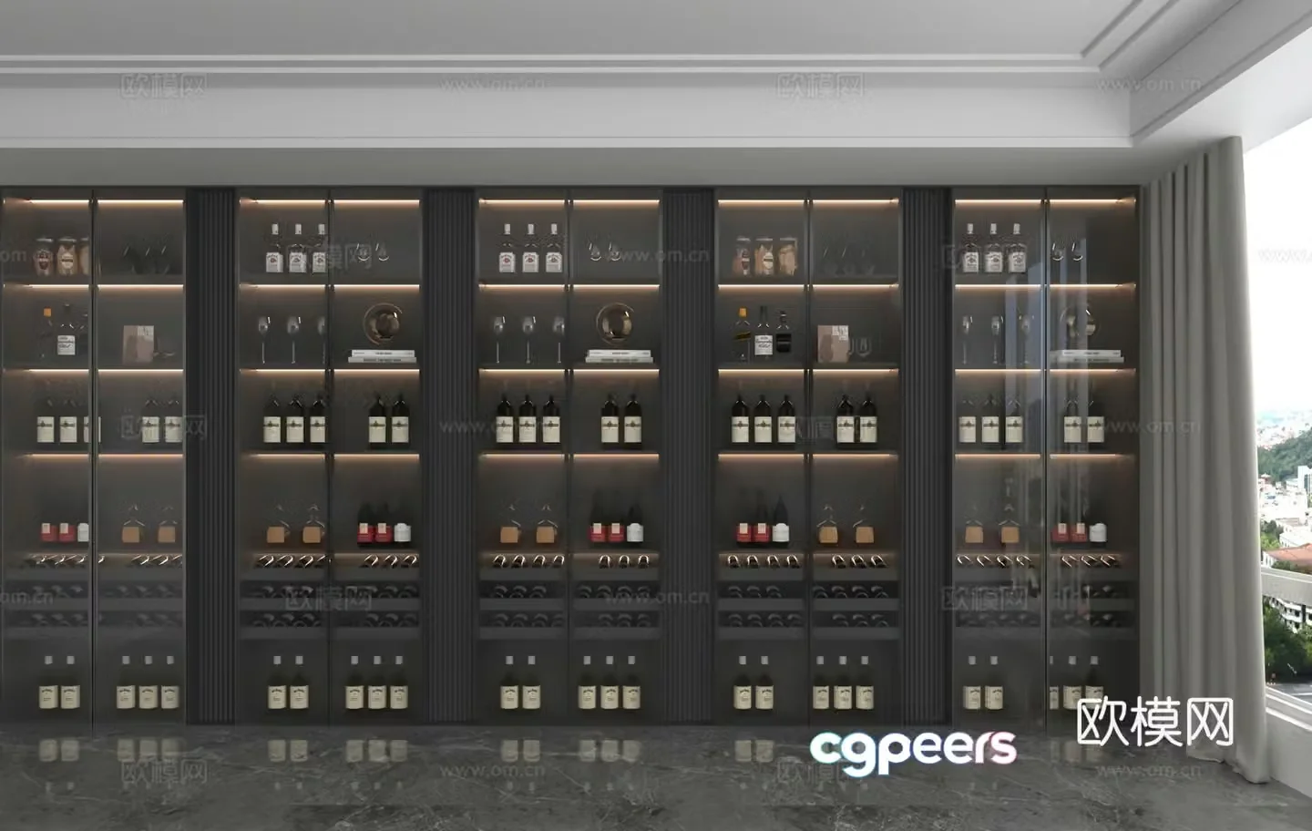 Modern glass wine cabinet 3d model