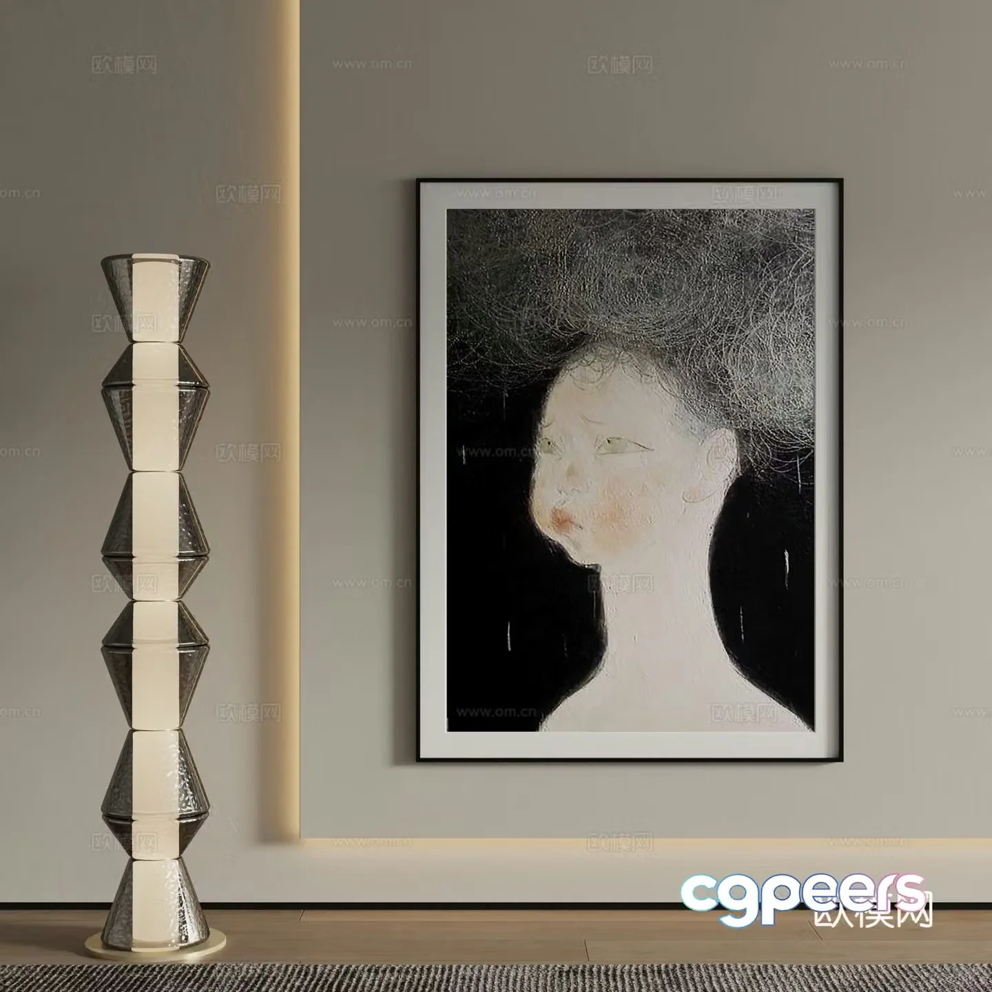 Modern abstract painting Decorative painting 3d model