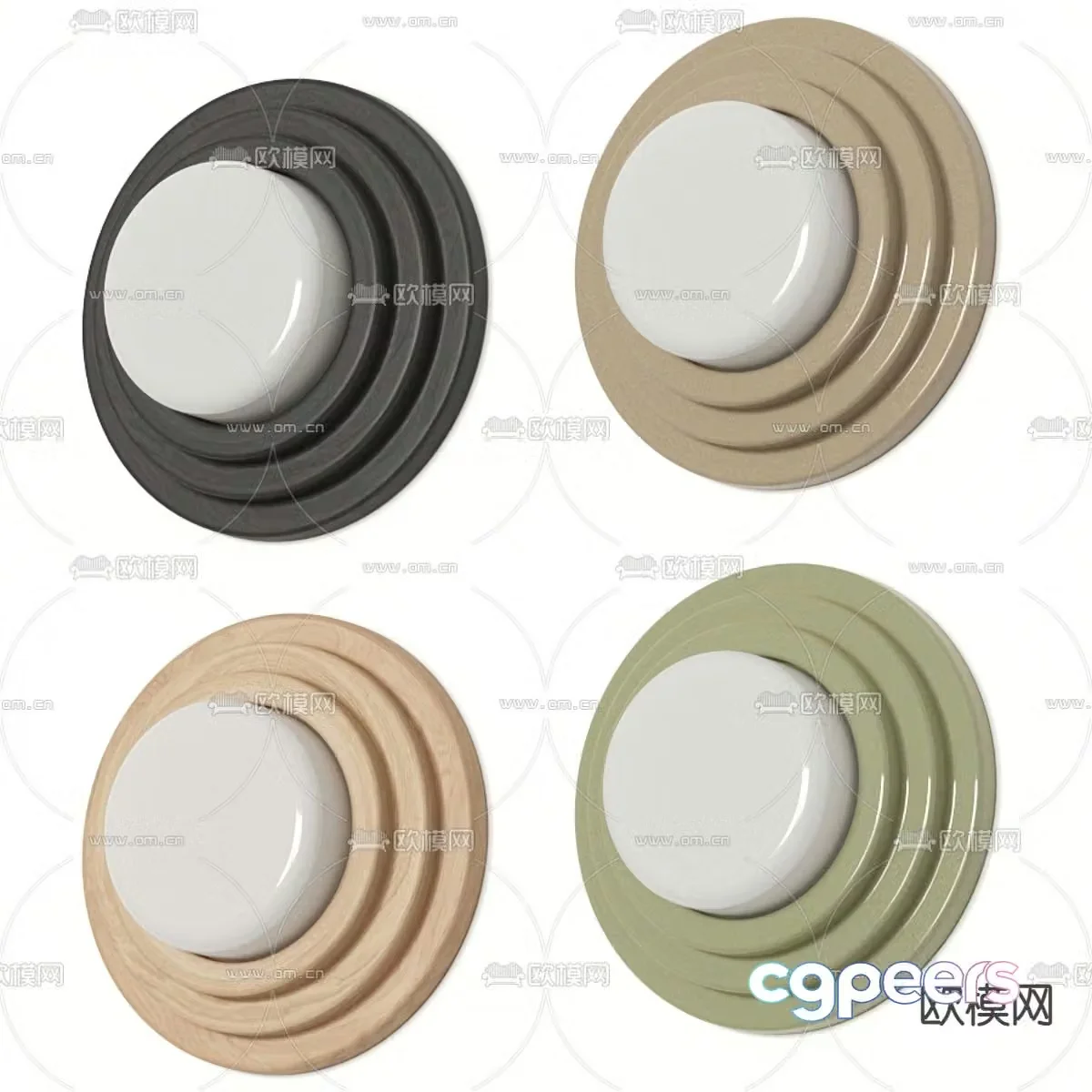 3D model of circular wall lamp