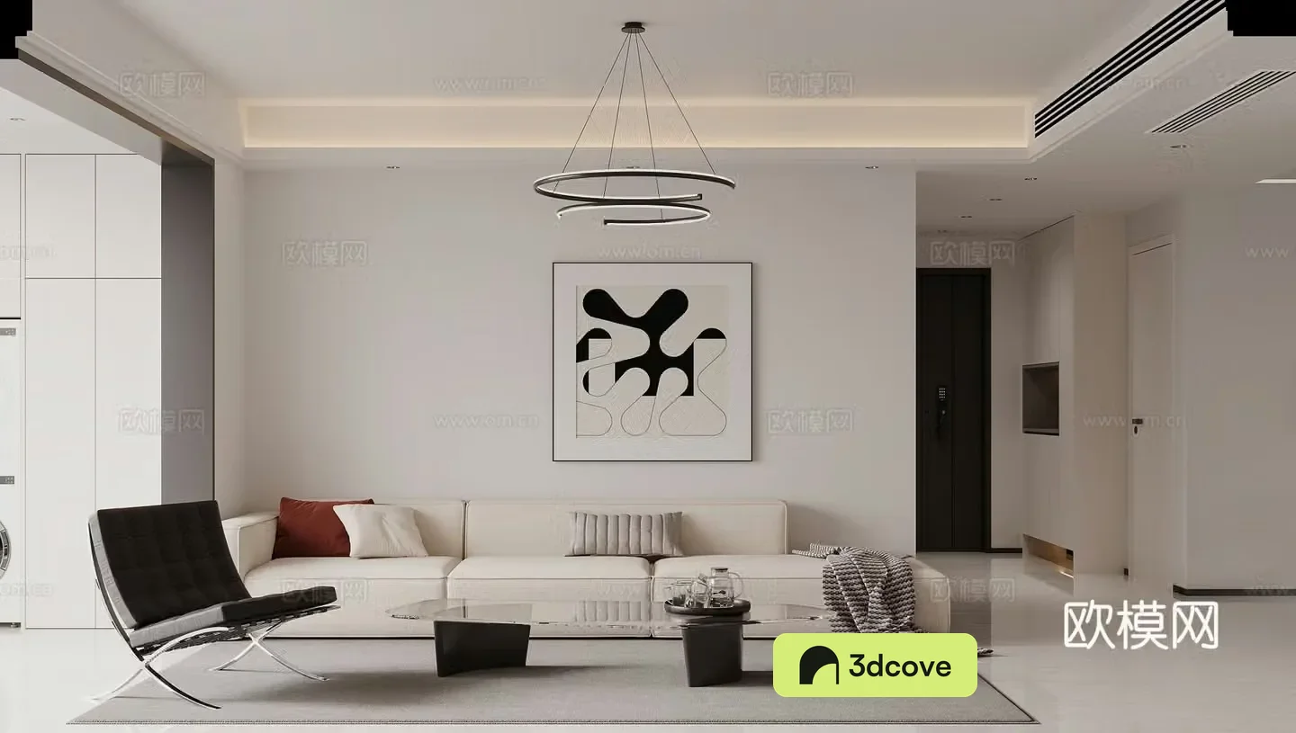 Modern minimalist living and dining room
