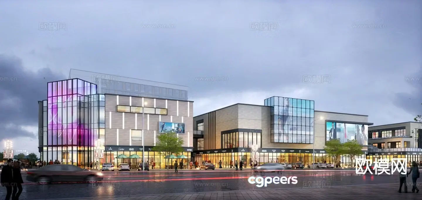 Commercial complex exterior 3d model