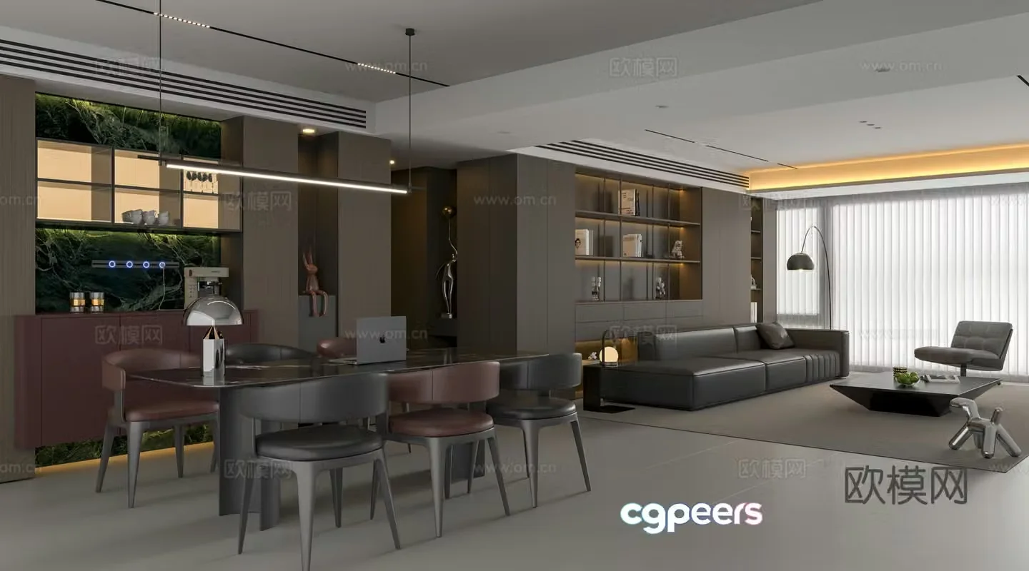 Modern Italian restaurant Italian light luxury restaurant Italian sideboard 3D model