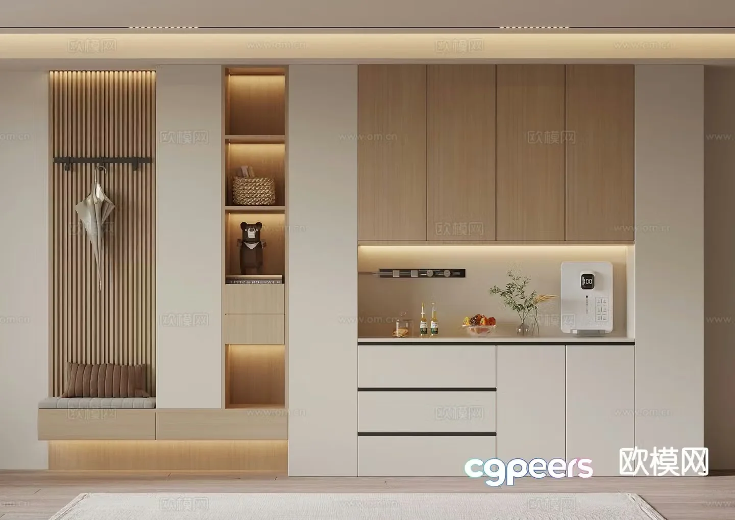 Cream style shoe cabinet wine cabinet 3d model