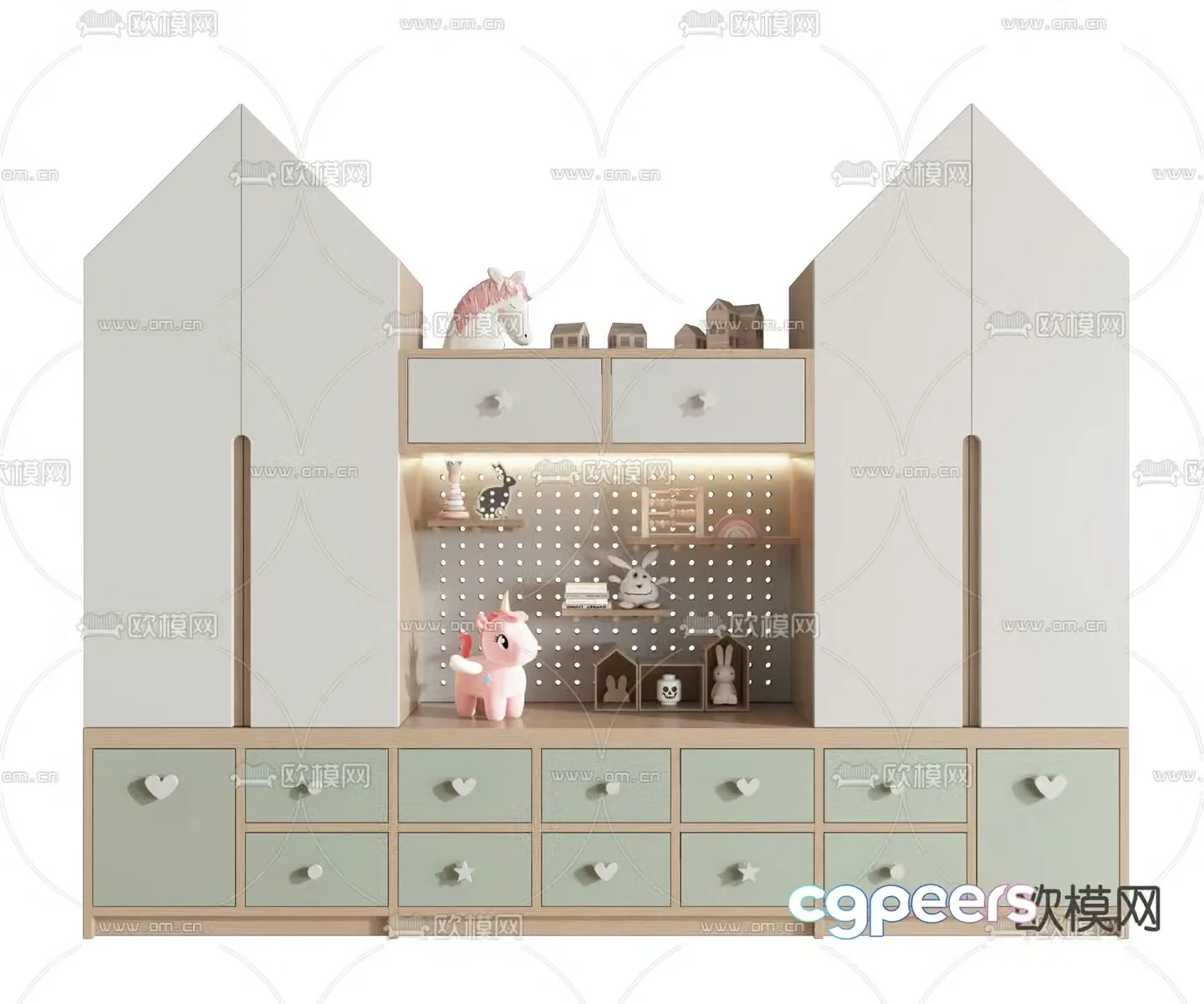 Children’s bookcase storage cabinet 3d model