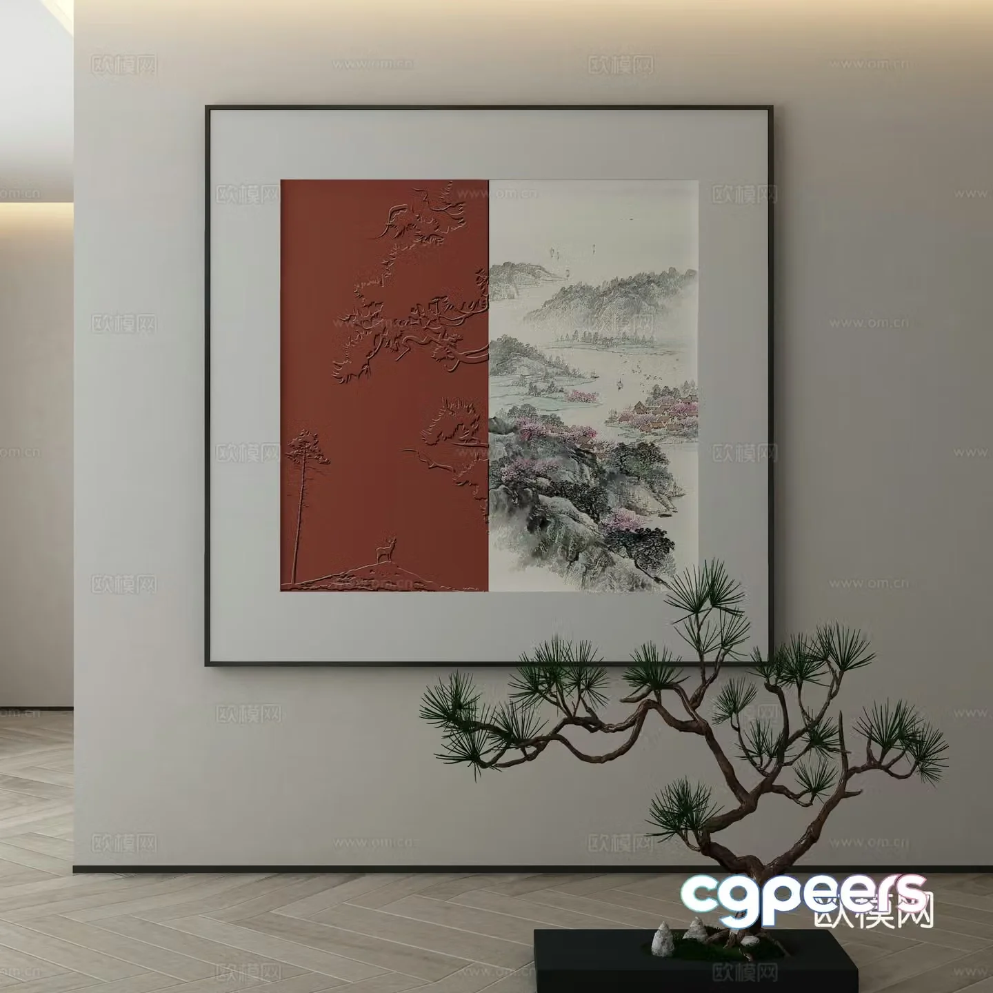 New Chinese style wasabi paintings oil paintings 3D model