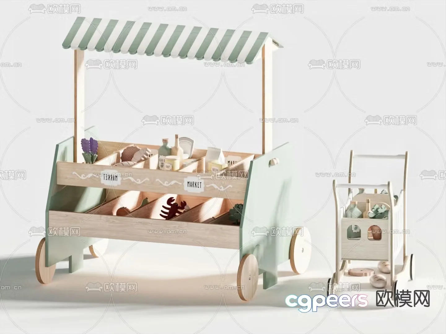Toy cart building block cart 3d model