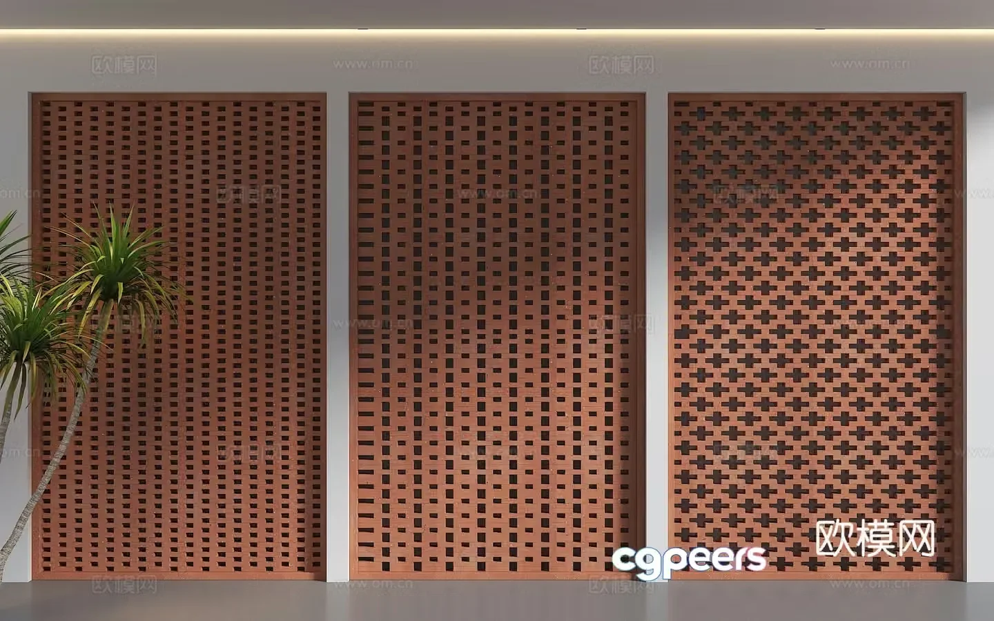 Modern red brick partition Hollow red brick wall Red brick decorative wall Creative red brick wall Modern hollow 3D model