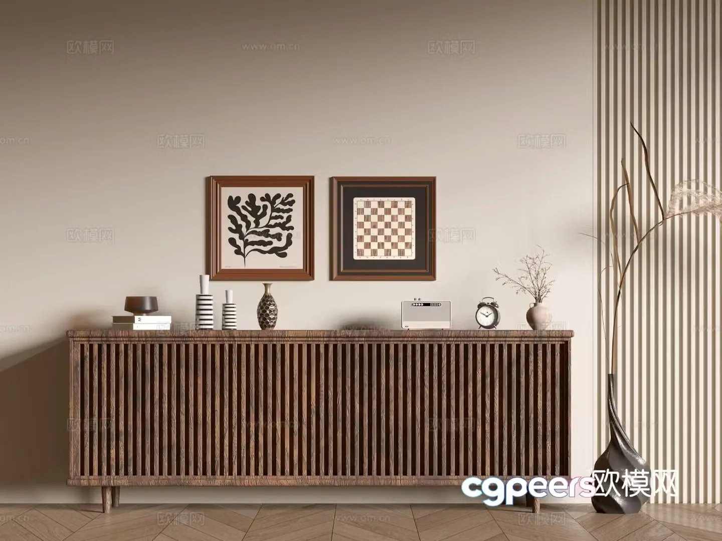 Medieval style entrance cabinet and side cabinet 3D model
