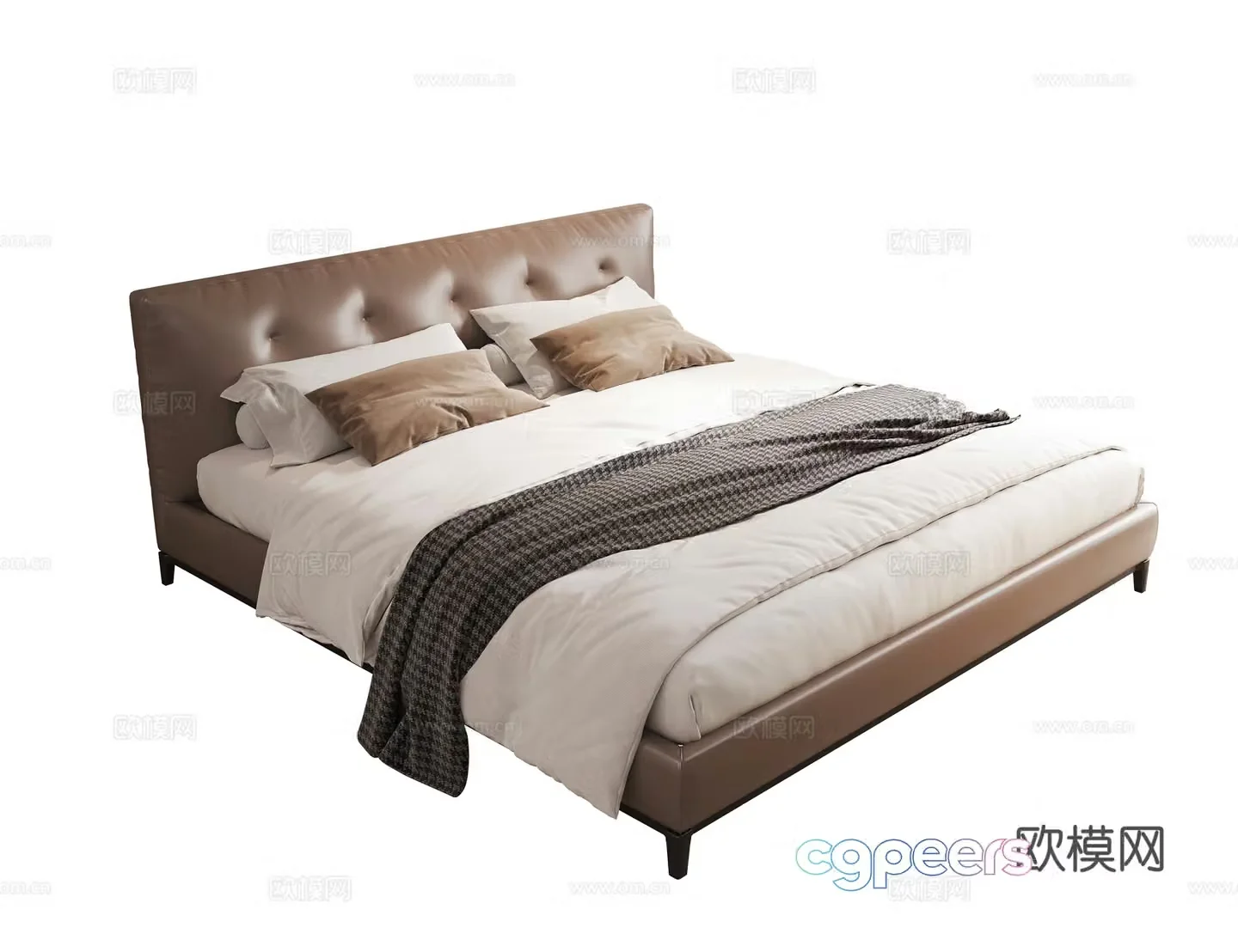 Modern double bed leather bed master bedroom second bed old man bed 3d model
