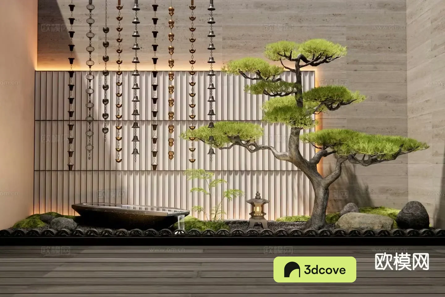 New Chinese style courtyard sketch flowing water sketch