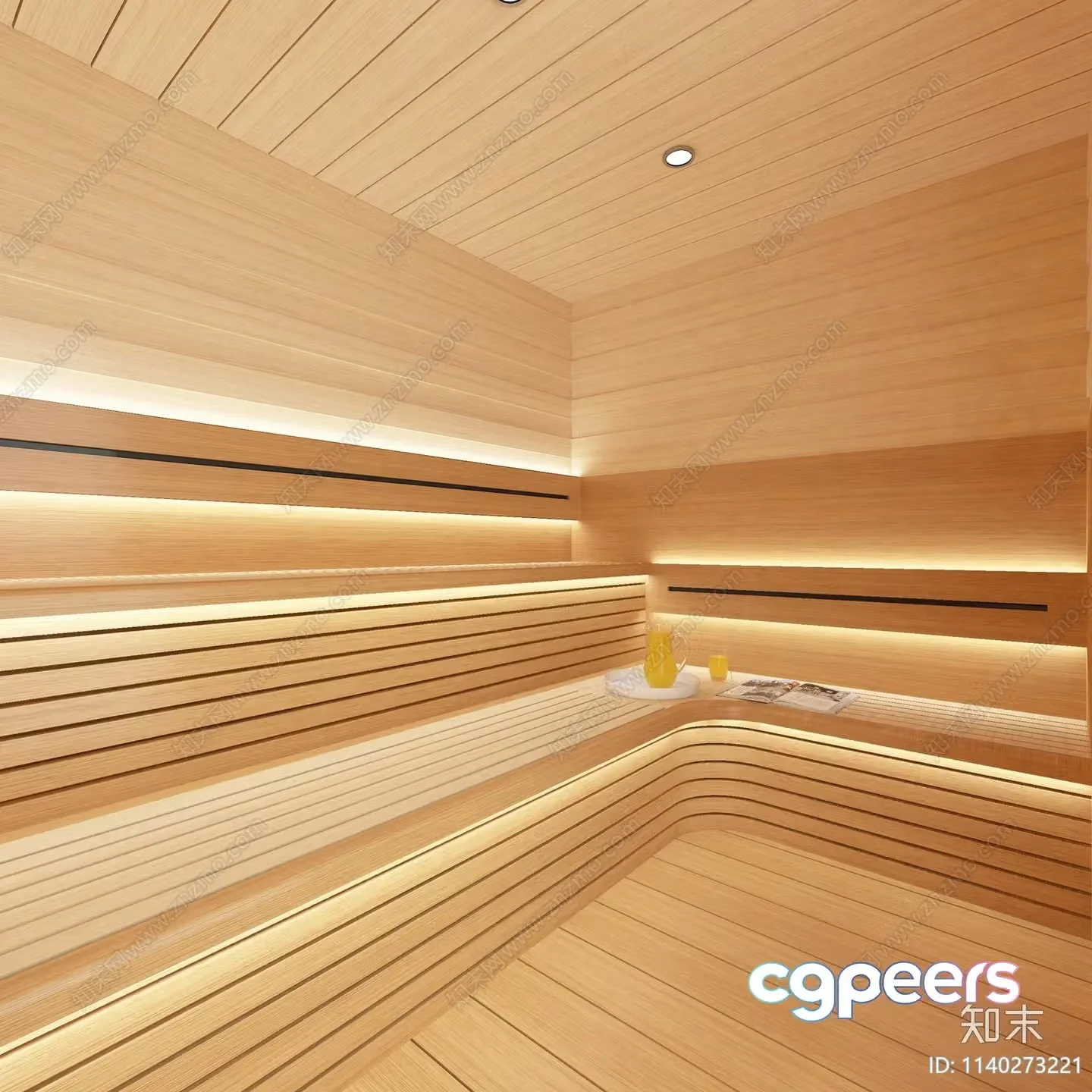Wooden Sauna Room 3D Model – 1811 – VRAY Render