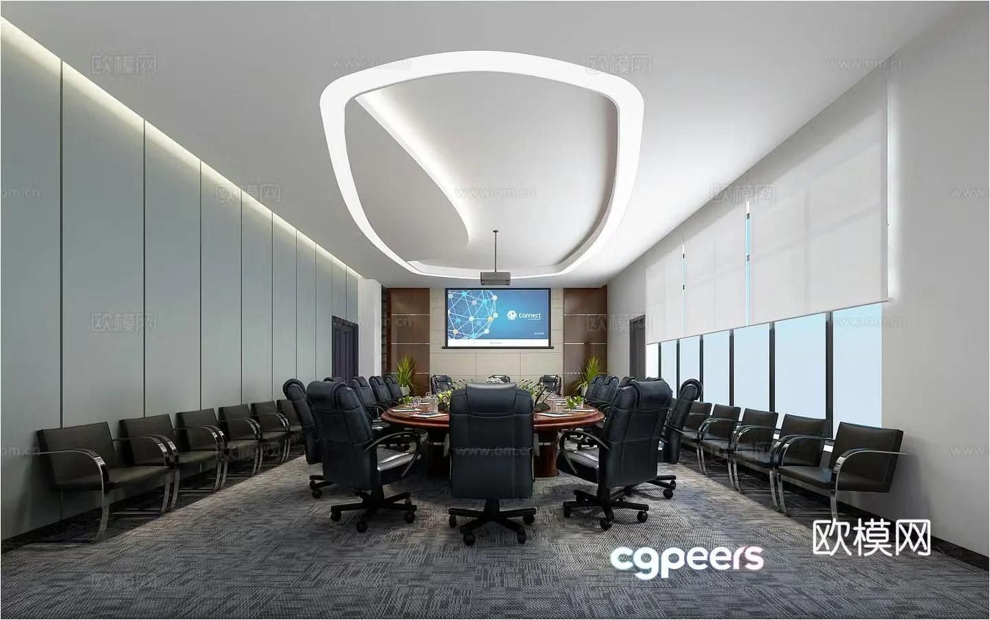 Modern large conference room 3d model