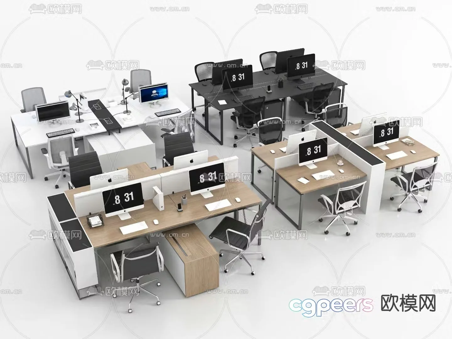 Card desk staff desk workstation 3D model