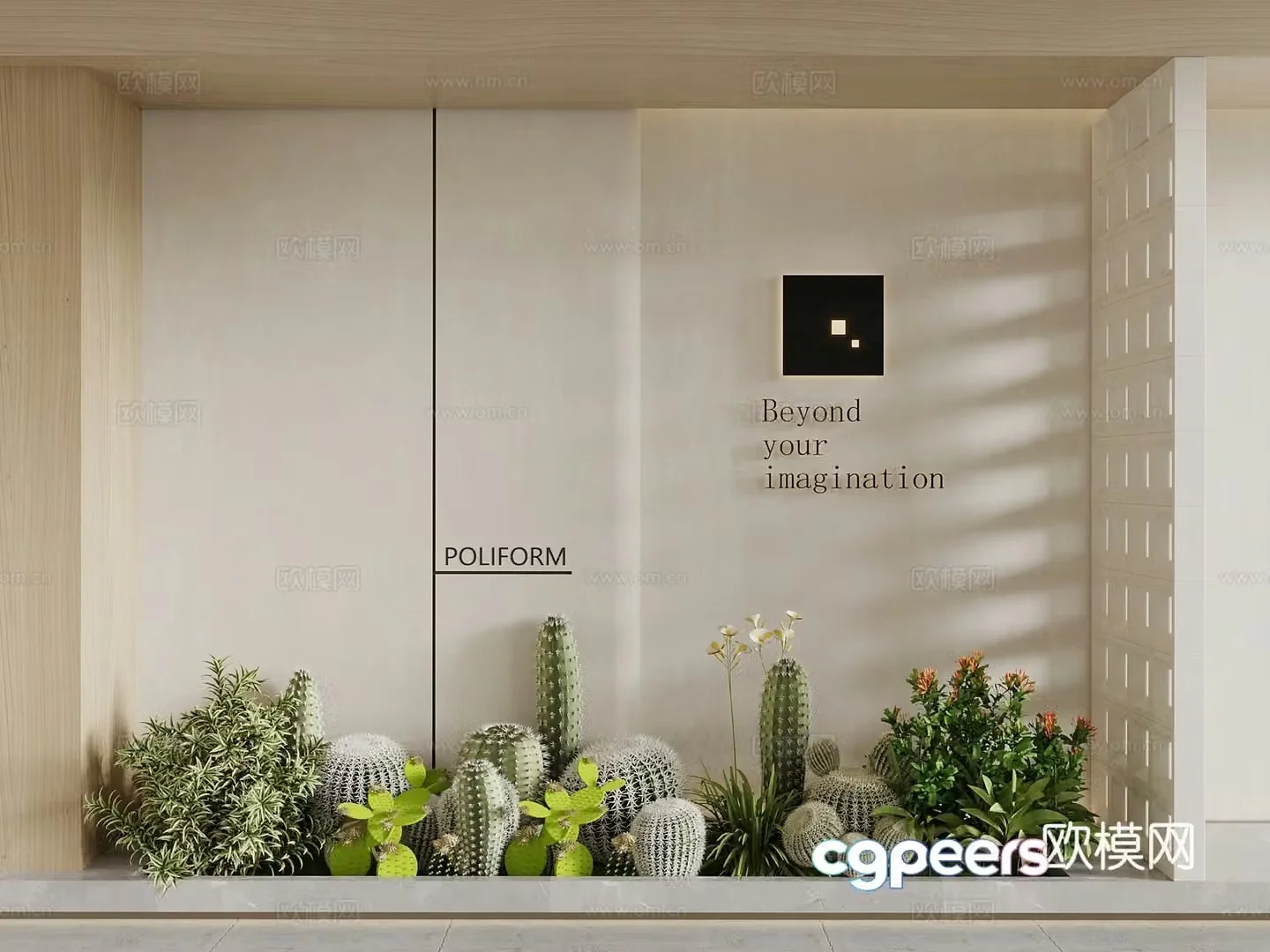 Plant pile Cactus landscaping combination modern interior sketch 3d model