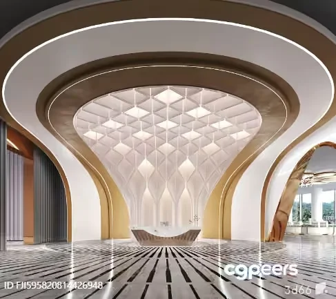 Modern White And Gold Interior 3D Model – 2528 – VRAY Render