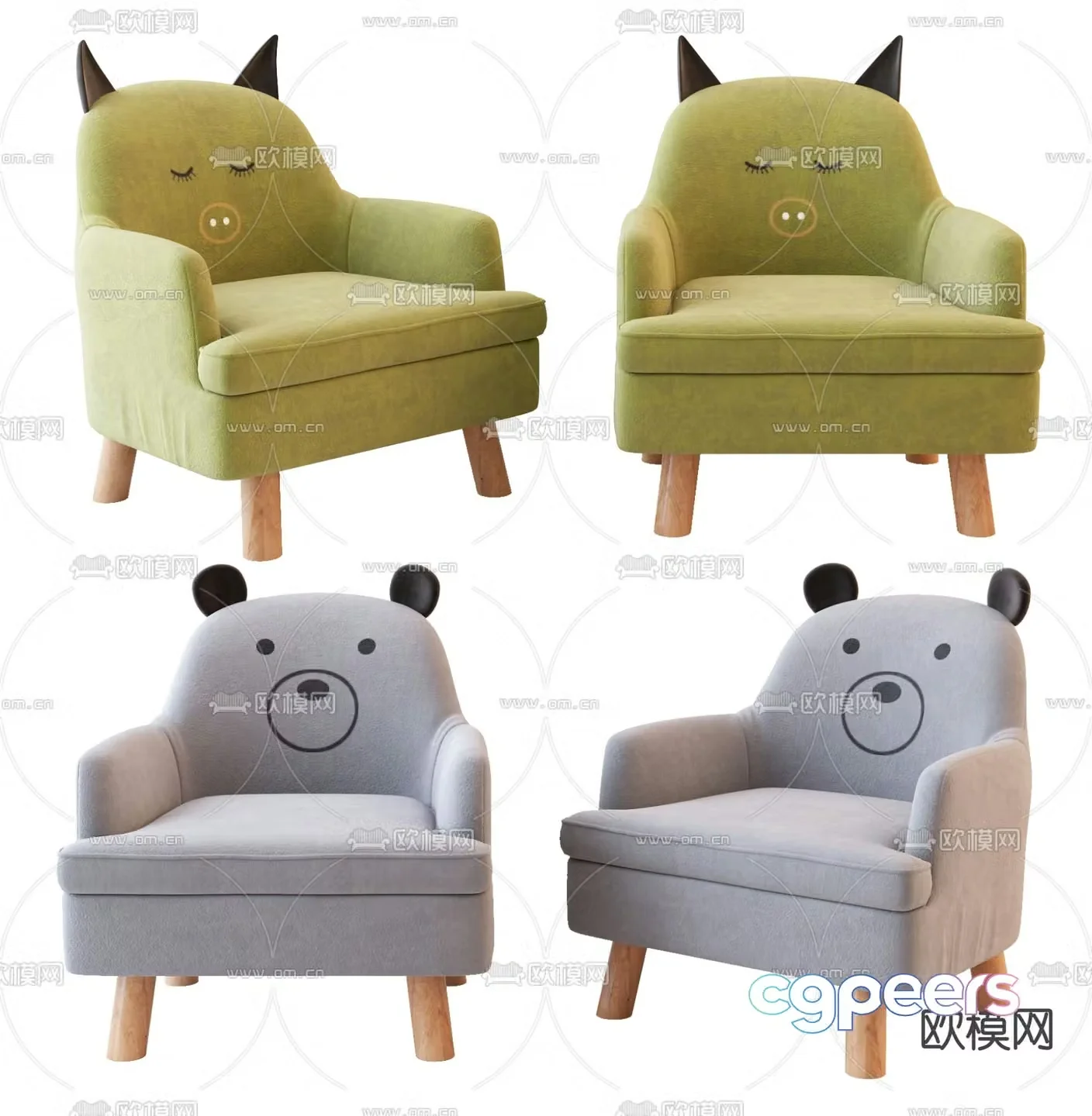 Modern cartoon children’s sofa 3d model
