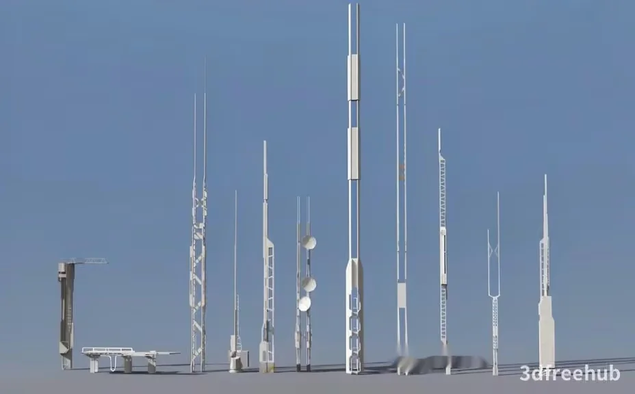 A Collection Of White Structures 3D Model – 23518 – VRAY Render