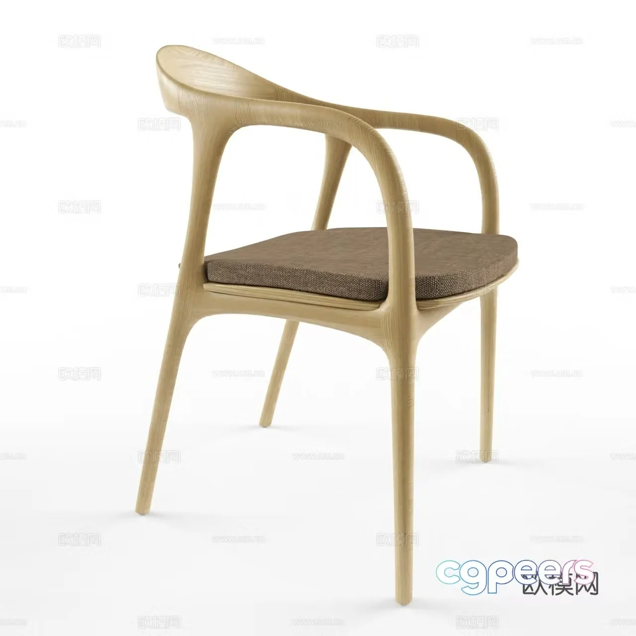 New Chinese -style wooden chair single chair dining chair 3D model