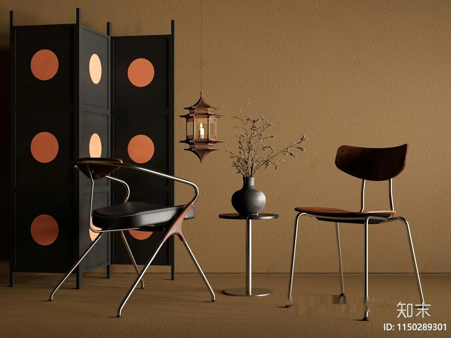 Mid-Century Modern Furniture In A Minimalist Setting 3D Model – 12265 – VRAY Render