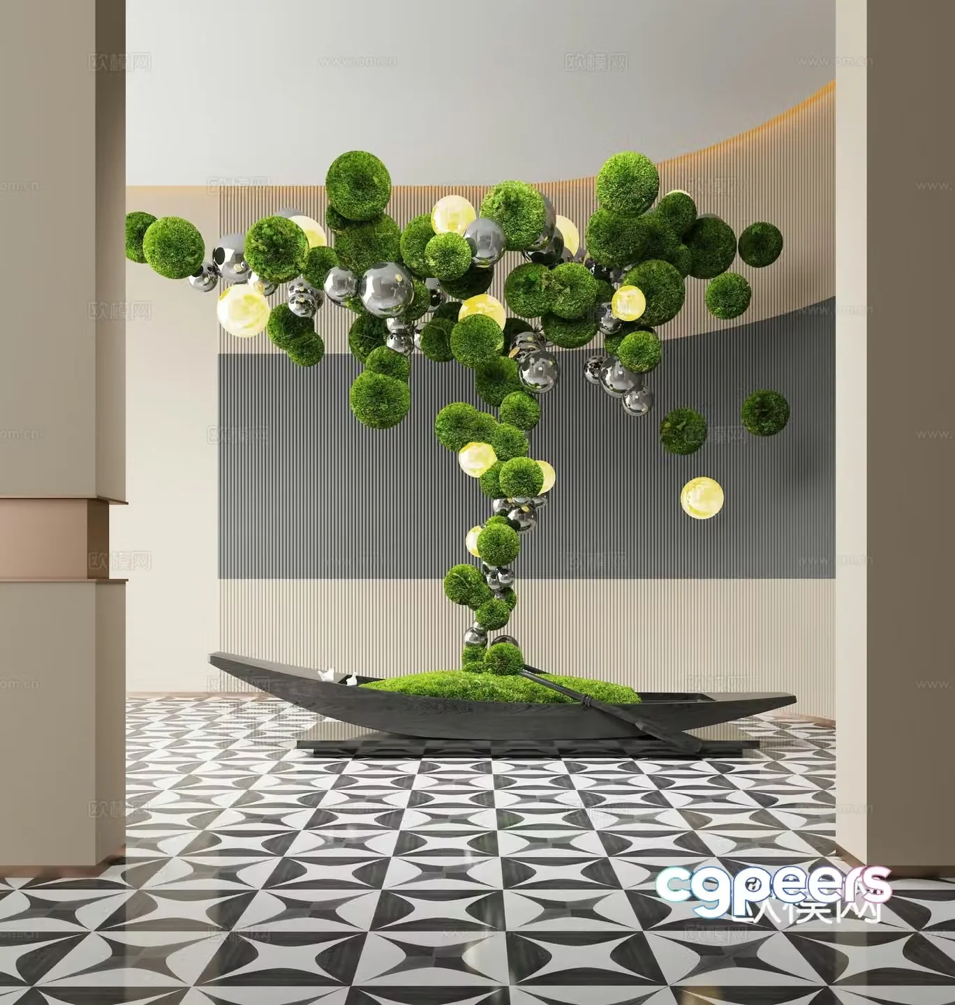 Modern plant art installation ship installation 3d model