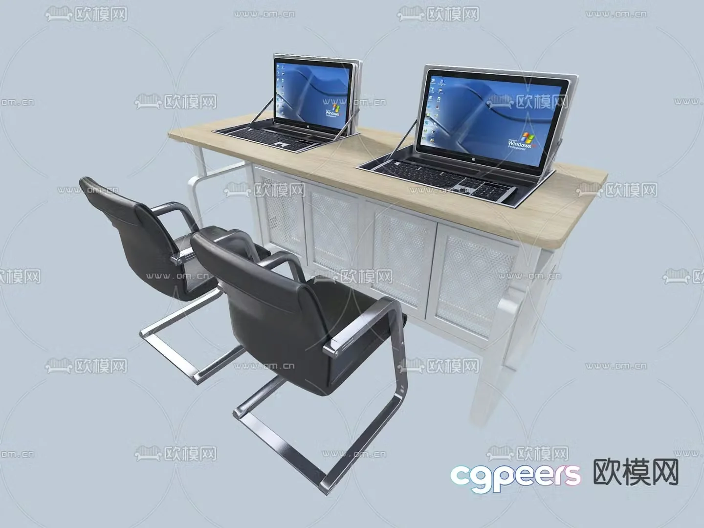 Modern training table computer desk 3d model