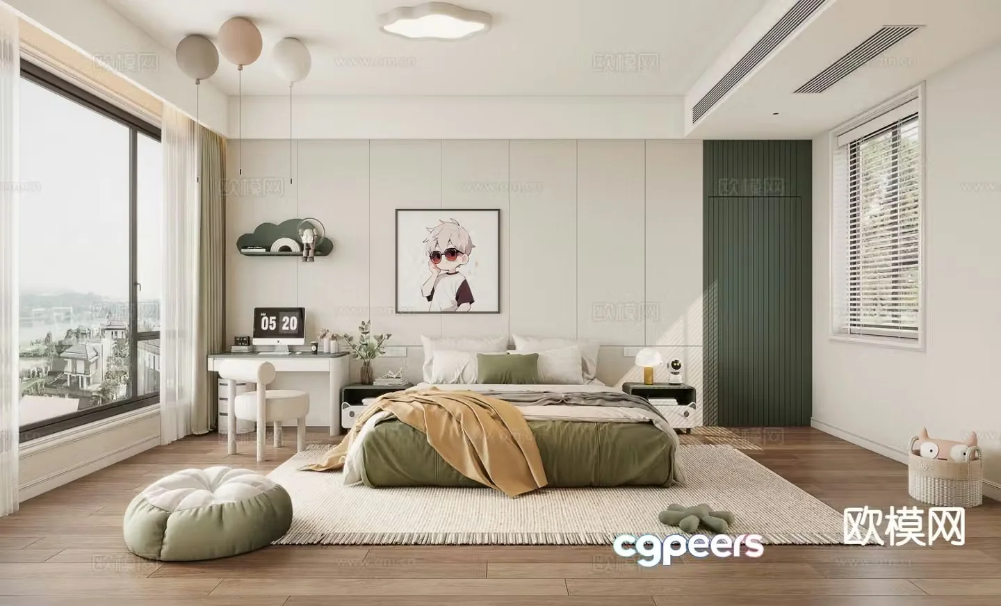 Cream style children’s room 3D model of children’s room