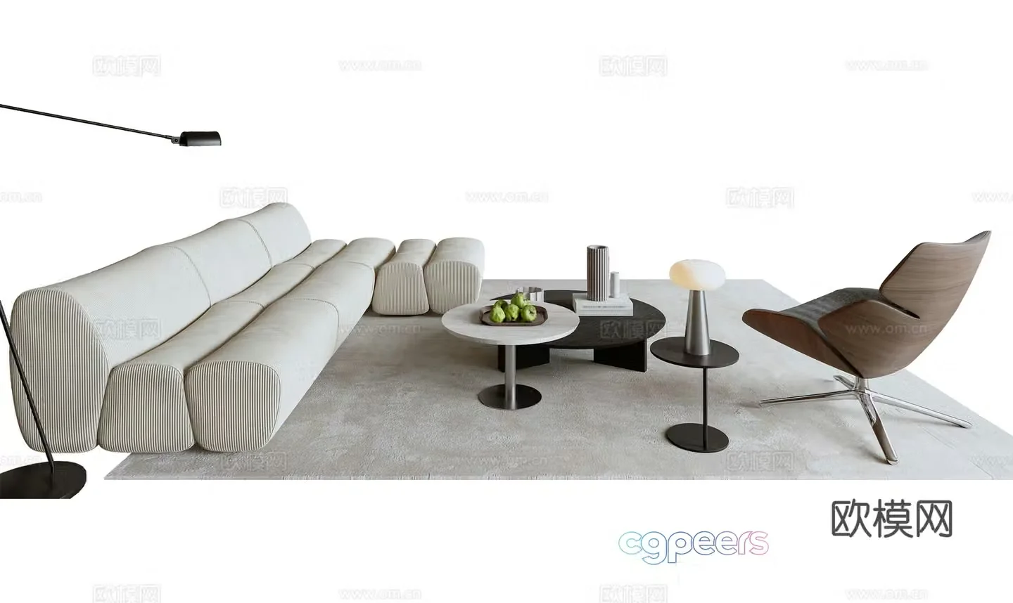 Modern medieval tea table and chair combination 3D model