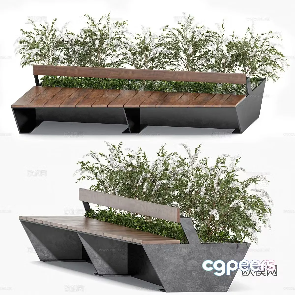 Modern park bench 3d model