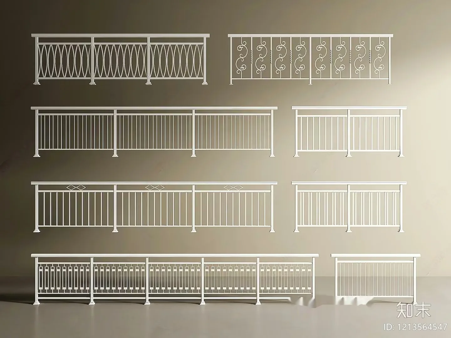 White Metal Railings 3D Model – 16840 – VRAY Render