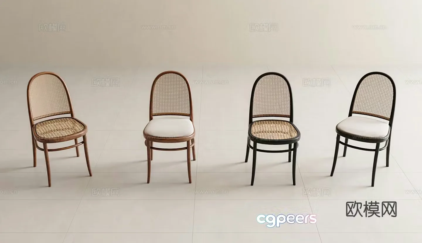 Medieval style dining chair rattan chair chair 3d model