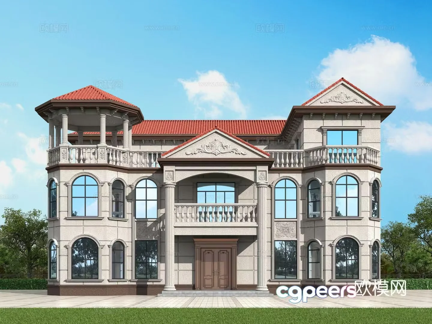 European style single-family villa 3D model