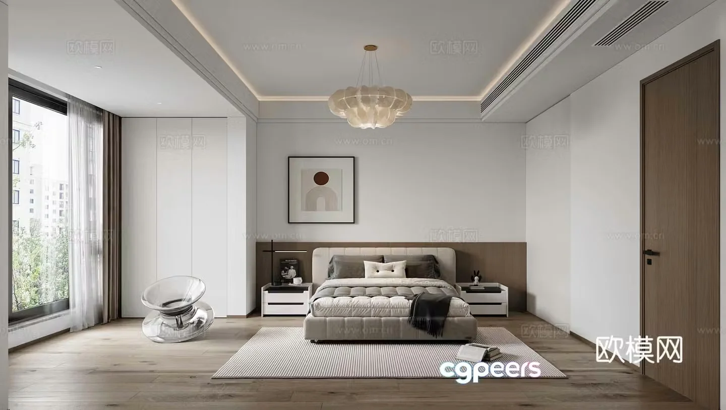 Modern minimalist bedroom 3d model